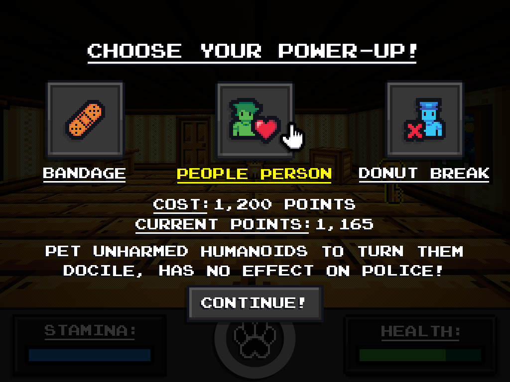 Dog Petting Simulator power-up screen